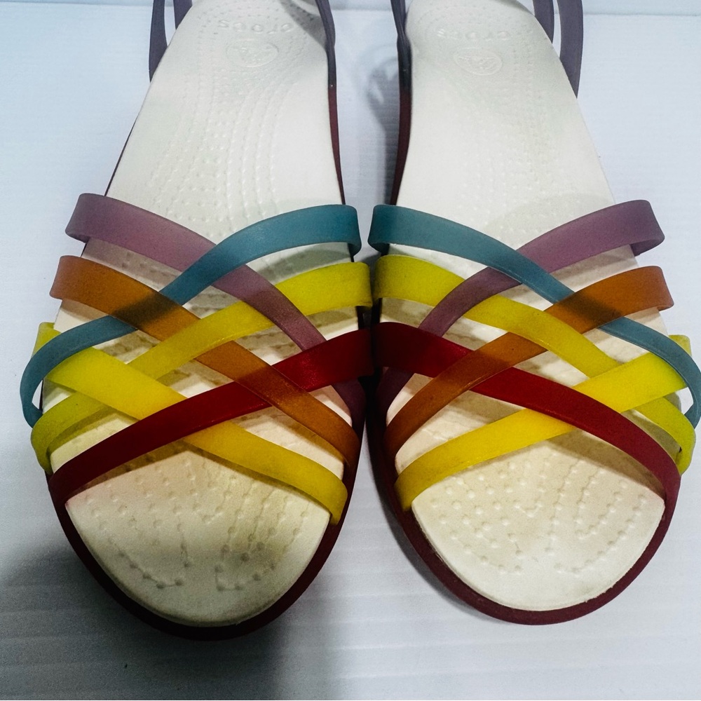 Crocs Rainbow Huaraches Wedge Sandals Size 8 - Picture 5 of 13